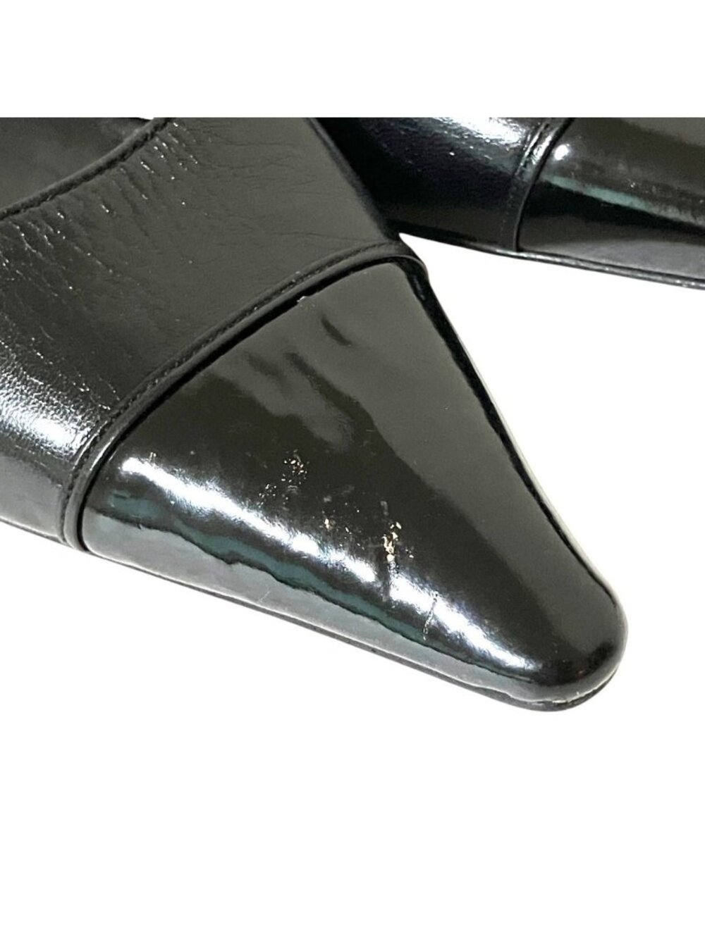 Chanel Vintage Sling Back Pointed Toe Pumps 36.5 Black Heel - Picture 5 of 10